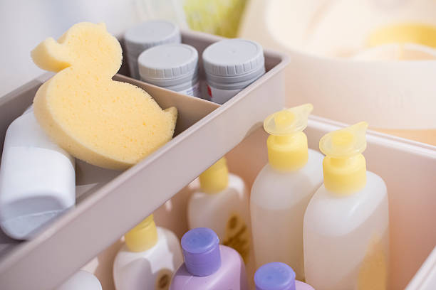 Baby's bath box containing all baby's bath time products